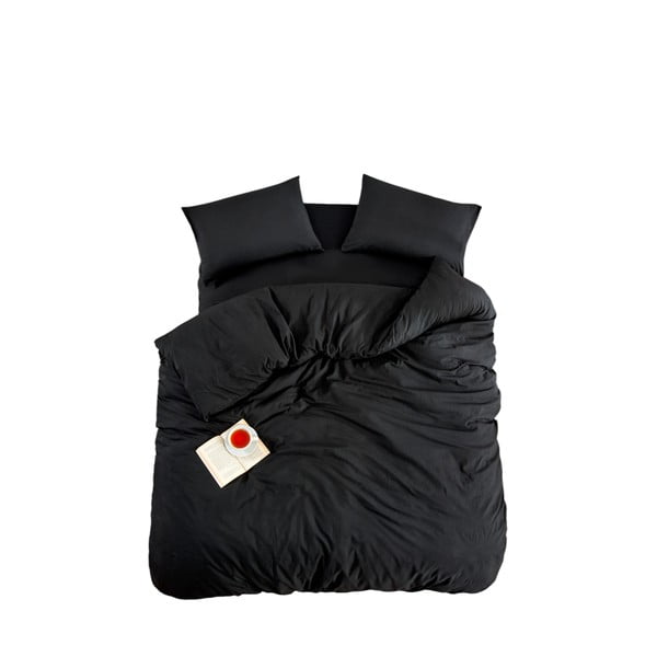 Черно двойно удължено спално бельо с включен долен чаршаф 4 части 200x220 cm Classic – Mila Home