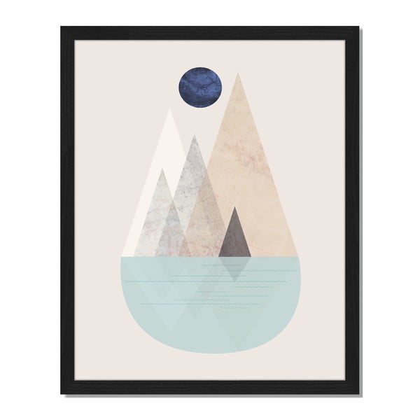 Obraz v rámu Liv Corday Scandi Blue Moon, 40 x 50 cm