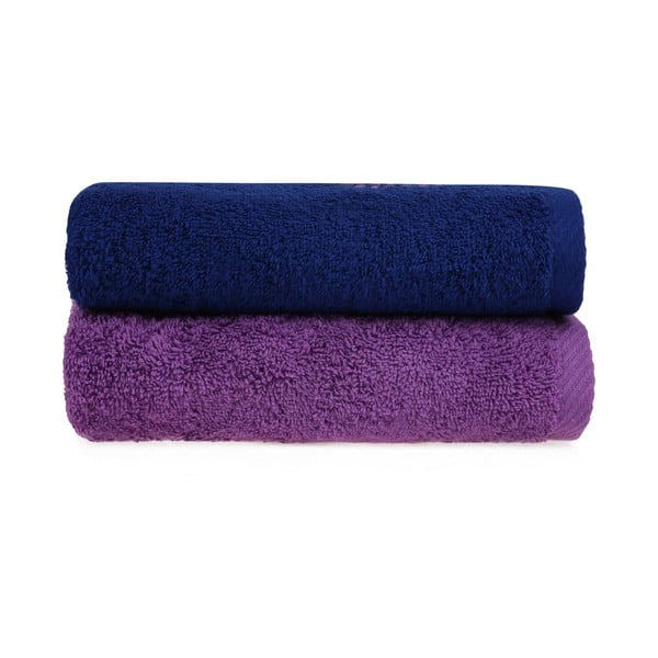 Комплект от 2 синьо-лилави кърпи за ръце, 90 x 50 cm - Unknown
