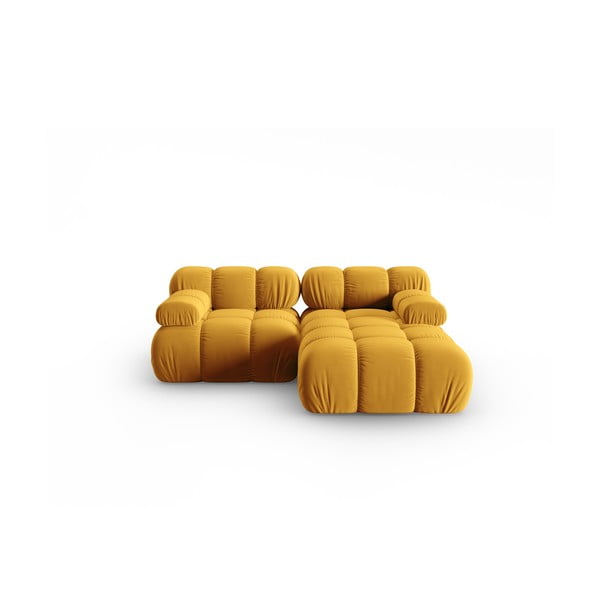 Ъглов диван от жълто кадифе (десен ъгъл) Bellis - Micadoni Home