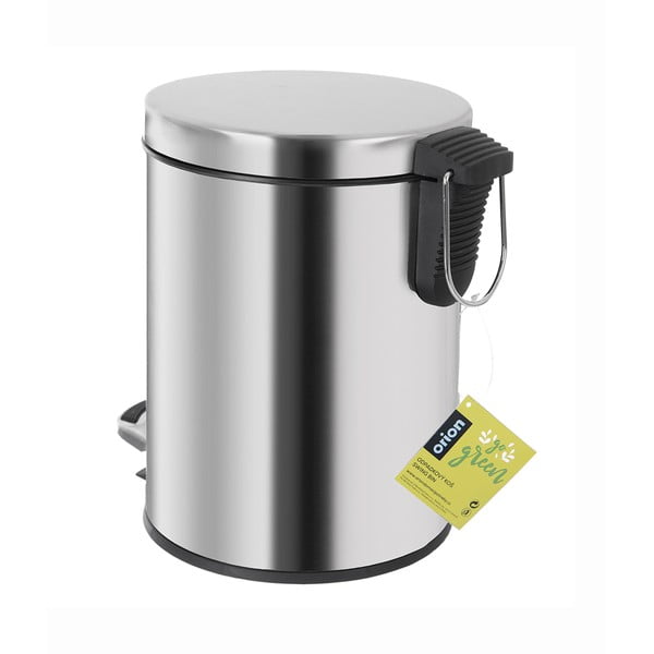 Кошче за боклук с педал от неръждаема стомана в лъскаво сребристо 3 l – Orion-image-3