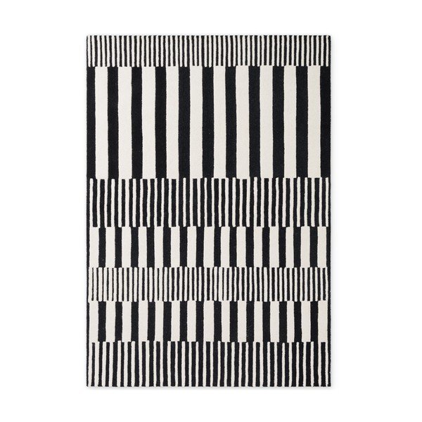 Черно-бял ръчно изработен вълнен килим 200x290 cm Stryve Pulse – Elle Decoration