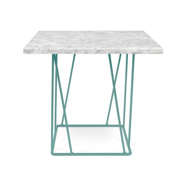 Bílý mramorový konferenční stolek se zelenými nohami TemaHome Helix, 50 cm