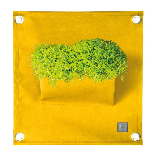 Žlutý závěsný květináč The Green Pockets Amma, 45 x 50 cm