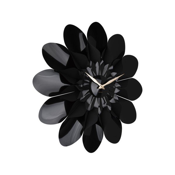 Черен стенен часовник , ø 60 cm Flower - Karlsson-image-2