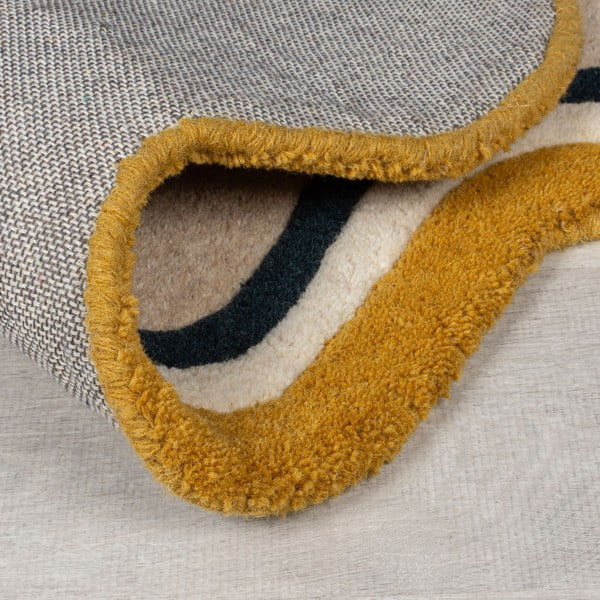 Кремав ръчно изработен вълнен килим 120x170 cm Leo Scallop – Flair Rugs-image-3