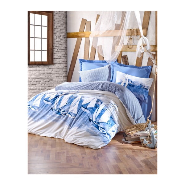 Памучно спално бельо за единично легло Materro Samilo с чаршаф, 160 x 220 cm - Mijolnir