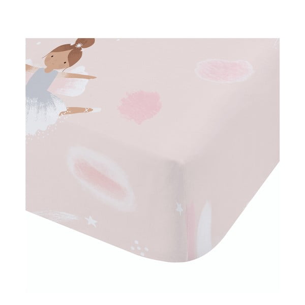 Розов еластичен двоен детски чаршаф 135x190 cm Dancing Fairies – Catherine Lansfield