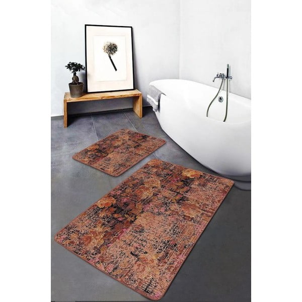 Кафяви кадифени килими за баня в комплект от 2 бр. 60x100 cm – Mila Home-image-3