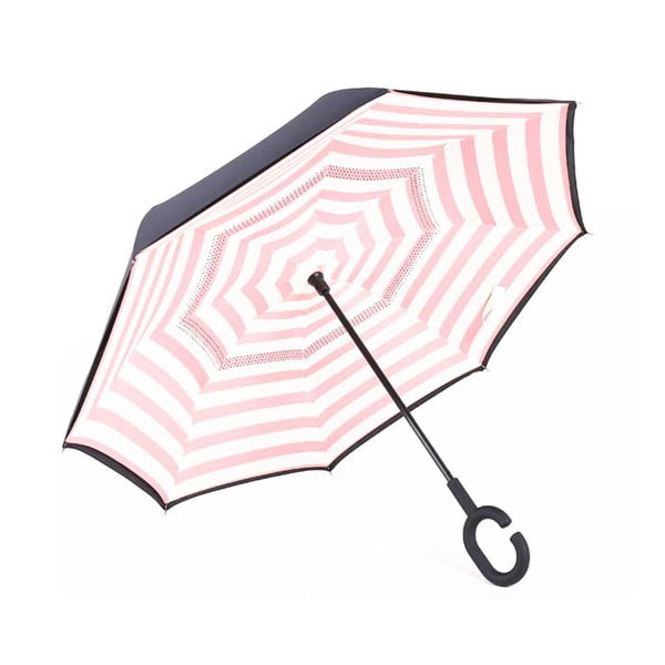 Черен чадър с розови и бели детайли Магнолия, ⌀ 110 см - Ambiance