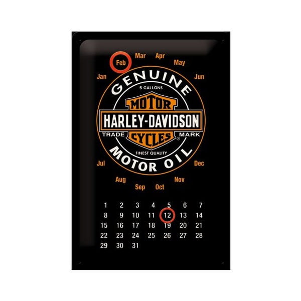 Plechový kalendář Harley Davidson Genuine, 20x30 cm