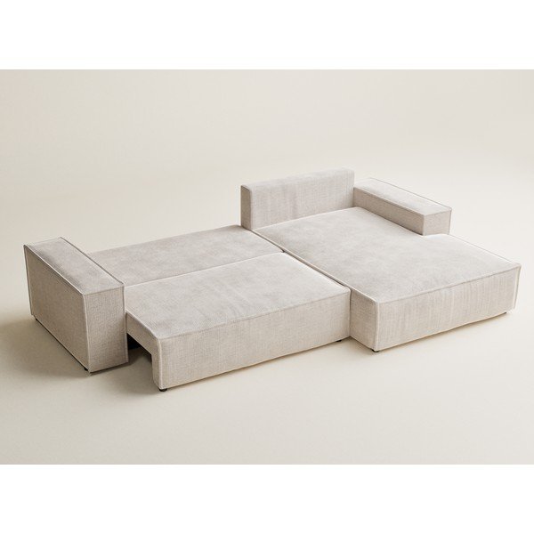 Кремав шенилов сгъваем/с място за съхранение ъглов диван (десен ъгъл) Maze – Maison de Rêve-image-4