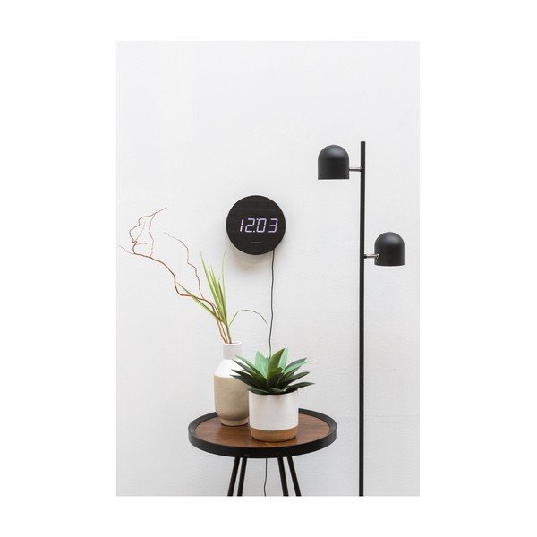 Черен LED стенен часовник Round - Karlsson-image-1