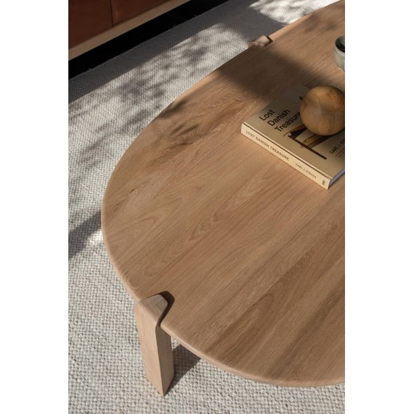 Масичка за кафе от масивен дъб в естествен цвят 100x180 cm Kulin – Gazzda-image-3