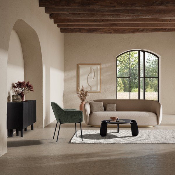 Черна кръгла масичка за кафе от масивно манго ø 80 cm Tamira – MOME-image-1