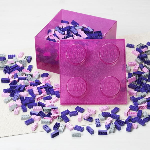 Розова пластмасова детска кутия за съхранение 25x25x18 cm – LEGO®-image-3