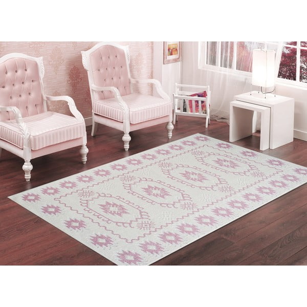 Pudrově růžový odolný koberec Vitaus Dahlia, 60 x 90 cm