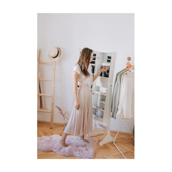 Бяла стояща кутия за бижута с огледало и LED светлина Bien - Bonami Essentials-image-2