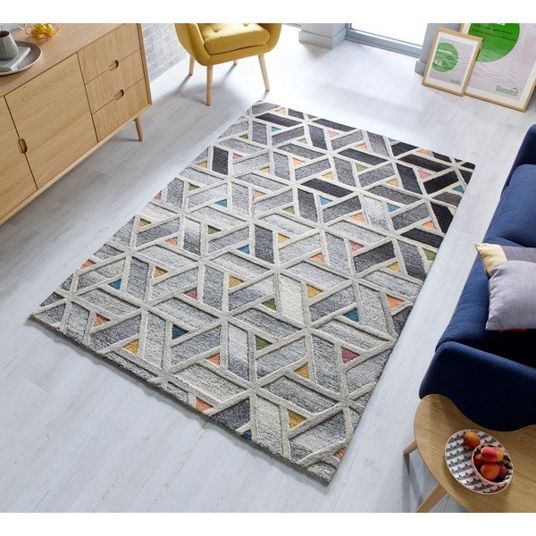 Сив вълнен килим , 120 x 170 cm River - Flair Rugs-image-4