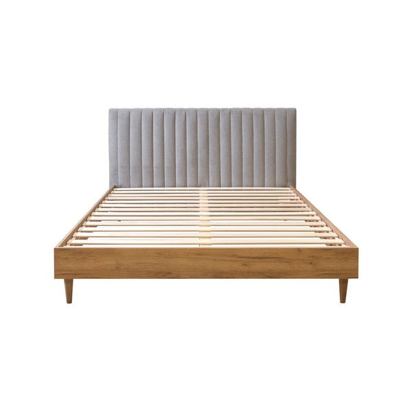 Светлосиво/естествено двойно легло с решетка 160x200 cm Oceane - Bobochic Paris