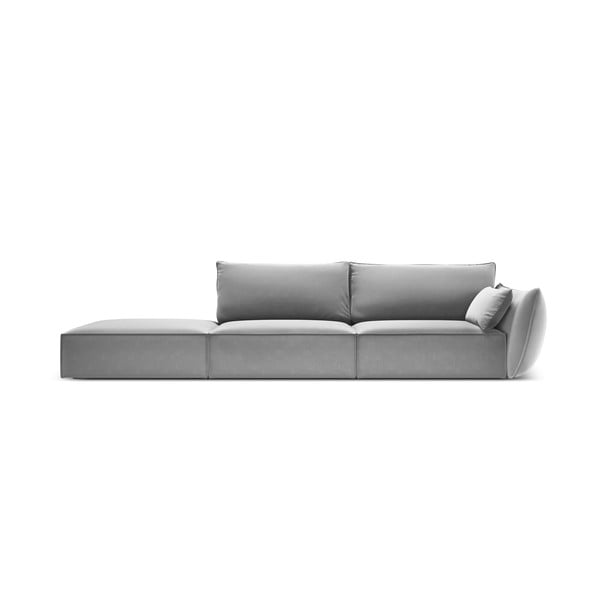 Светлосив кадифен диван десен ъгъл 264 cm Vanda – Mazzini Sofas