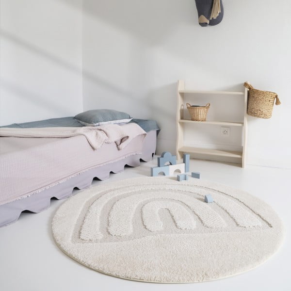 Кремав детски килим ø120 cm Rainbow Dream S – Nattiot-image-1