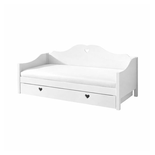 Бяло разтегателно детско легло от масивен бор с място за съхранение 90x200 cm AMORI – Vipack