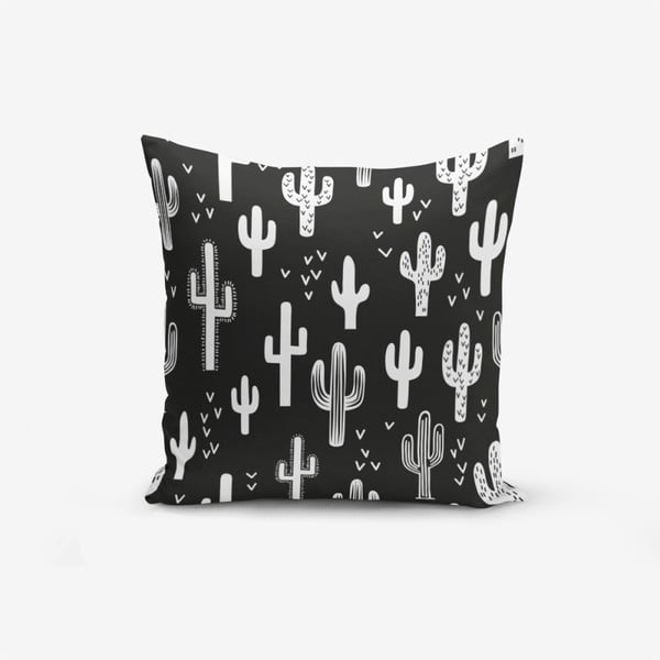 Черно-бяла калъфка за възглавница със смес от памук Black White Cactus Duro, 45 x 45 cm - Minimalist Cushion Covers