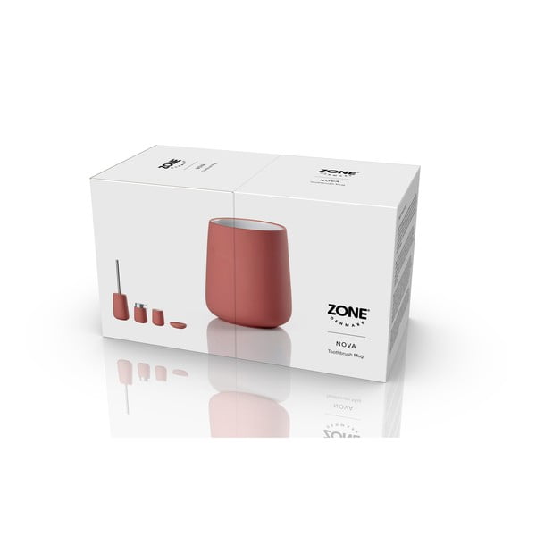 Светлочервена керамична чаша за четки за зъби Nova – Zone-image-3