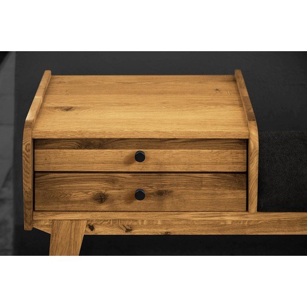 Пейка с чекмеджета от дъбова дървесина със сива седалка Retro - The Beds-image-4