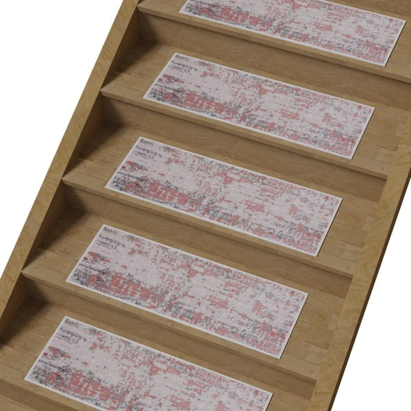 Розово-сиви памучни килими за стълби в комплект от 16 бр. 25x65 cm Milano Pembe – Vitaus-image-1