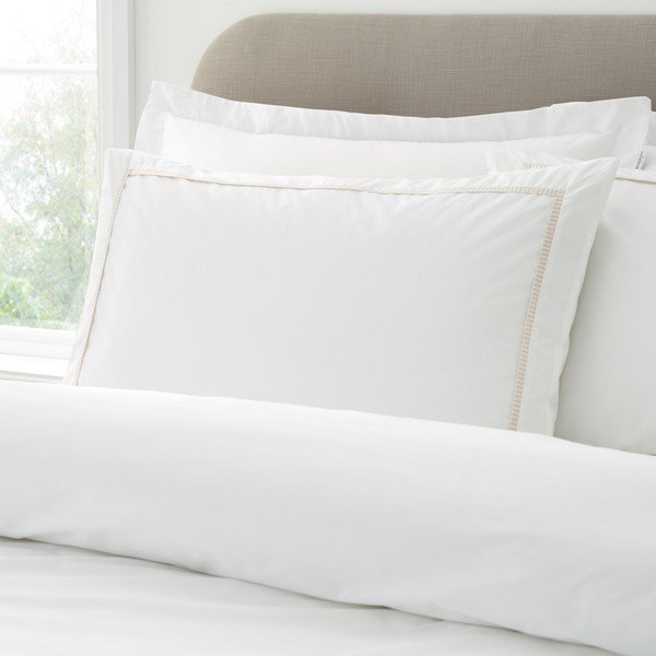 Бяло/бежово единично  спално бельо от памук перкал 135x200 cm Contrast Trim – Bianca-image-3