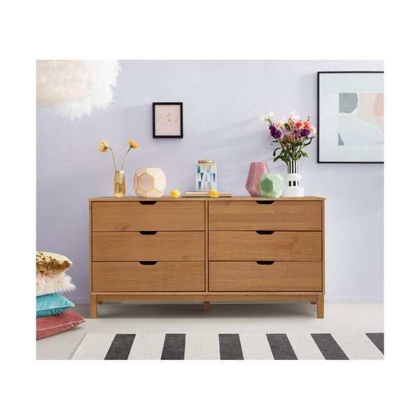 Нисък скрин от масивен бор в естествен цвят 150x75 cm Post – Støraa-image-1