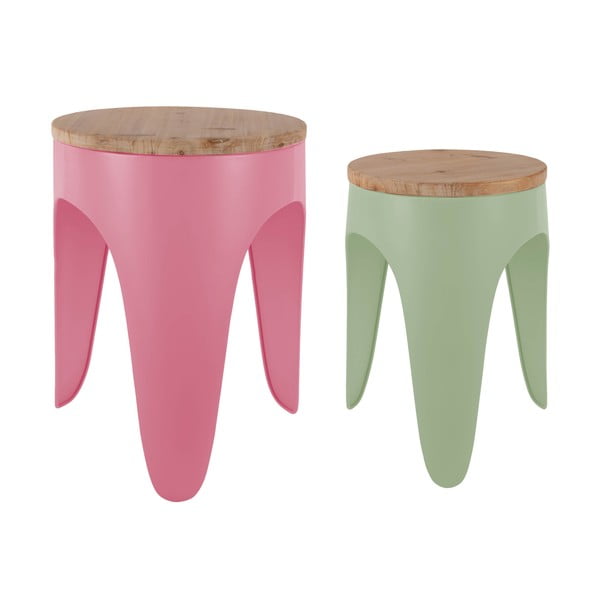 Зелени/розови метални столове в комплект 2 бр. Double Funky – Leitmotiv