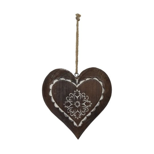 Dřevěná závěsná dekorace Antic Line Winter Time Heart Small