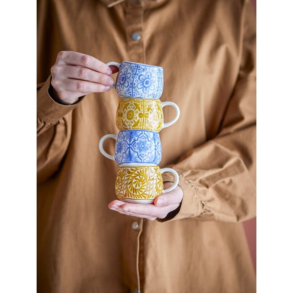 Сини/оранжеви глинени чаши в комплект от 4 бр. за еспресо 155 ml Milton – Bloomingville-image-1