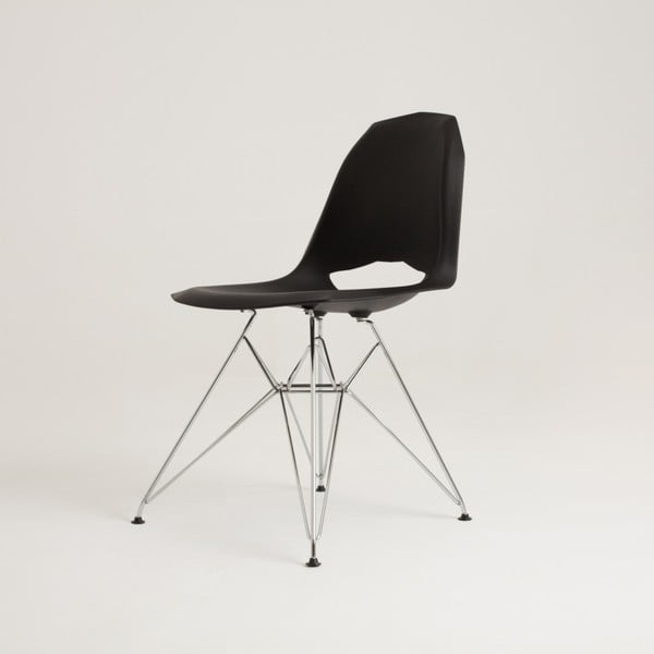 Černá židle s ocelovými nohami Match