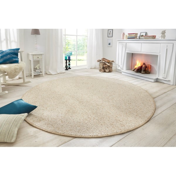 Кремав кръгъл килим ø 133 cm Wolly – BT Carpet-image-1
