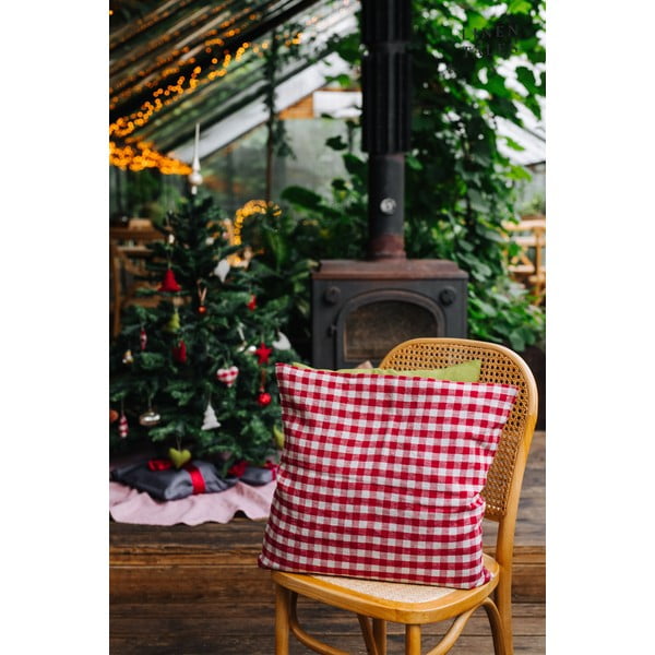Ленена калъфка за възглавница 50x50 cm Red Gingham – Linen Tales-image-3