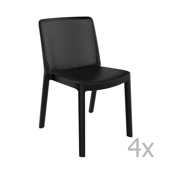 Комплект от 4 черни градински стола Fresh Garden - Resol