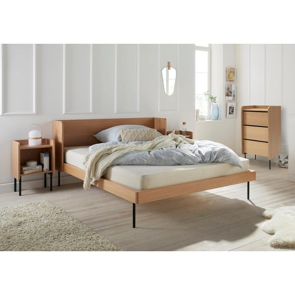 Нощно шкафче от дъбова дървесина с рафтове в естествен цвят Wrap - Bonami Selection-image-1