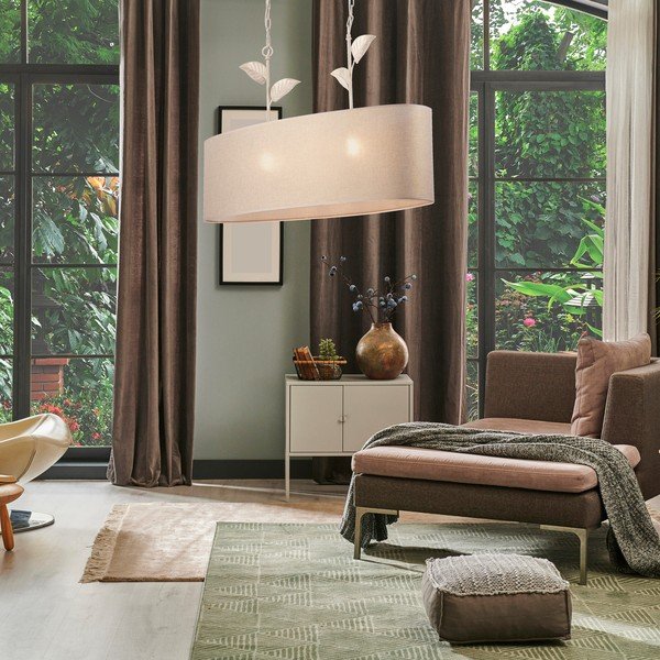 Висяща лампа в златист цвят с текстилен абажур Noemi - LAMKUR-image-2