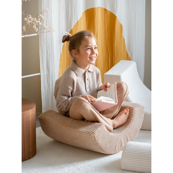 Кремаво велурено игрище от пяна 75x49x37 cm Rainbow Montessori – Wigiwama-image-2