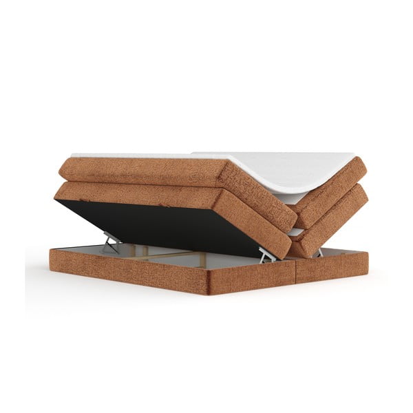 Оранжево боксспринг легло 140x200 cm с място за съхранение/без табла Juniper – Maison de Rêve-image-2