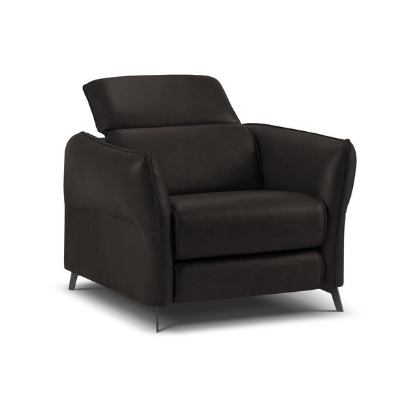 Черен кожен фотьойл Hubble - Windsor & Co Sofas-image-2