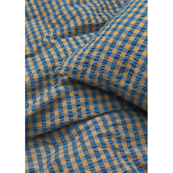 Жълто-синьо крепирано спално бельо за единично легло 140x200 cm Bæk&Bølge - JUNA-image-1