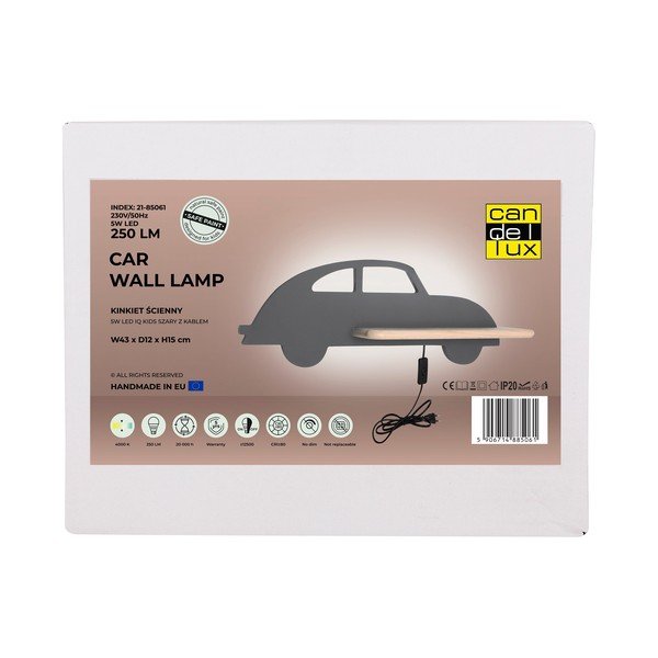 Сиво детско осветително тяло Car - Candellux Lighting-image-2