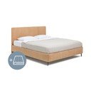 Тапицирано двойно легло с матрак и решетка в цвят горчица 160x200 cm Noira Slim - Bonami Selection