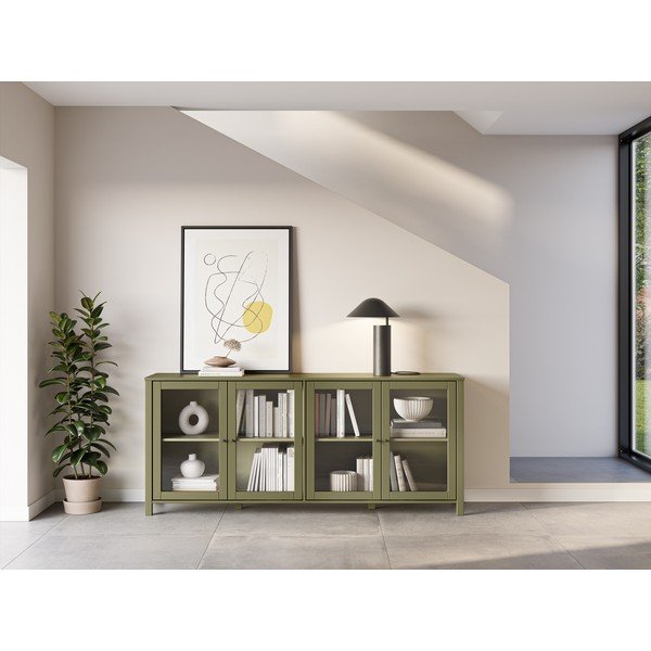 Зелена витрина от масивен бор 186x80x40 cm Alessandra – Marckeric-image-1