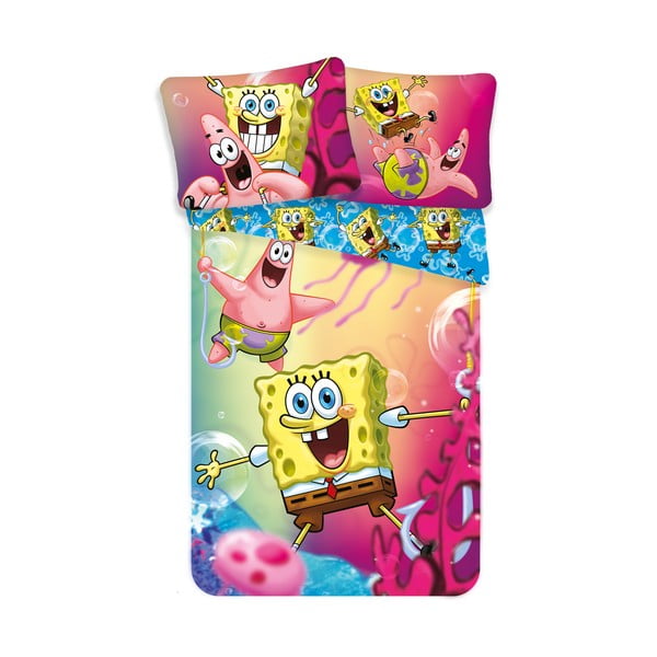Памучно детско спално бельо за единично легло 140x200 cm Sponge Bob - Jerry Fabrics